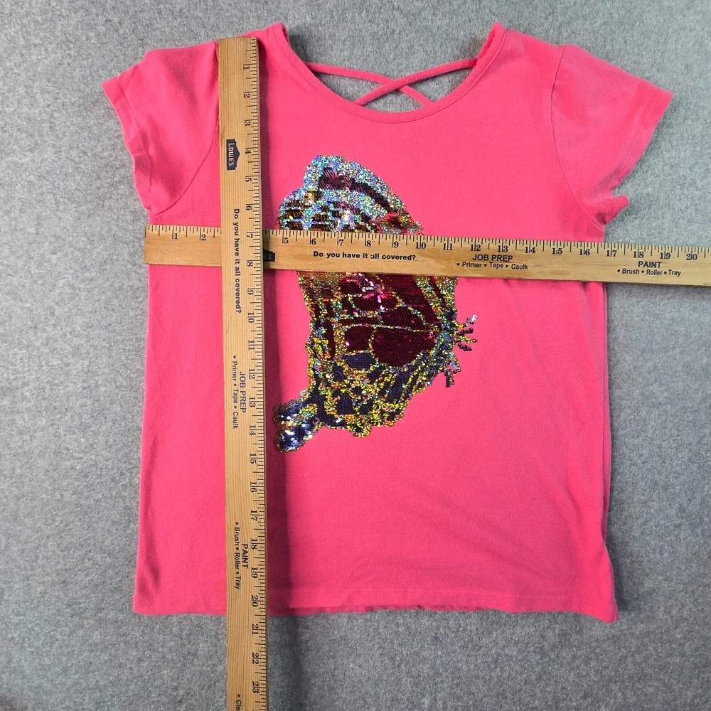 The Children's Place Butterfly Graphic T-Shirt Lot Girls 16 XXL Pink Sequin Y2K